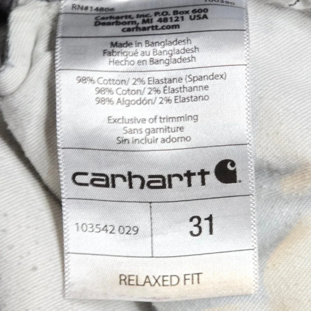Carhartt Cargo Shorts Mens 31 Grey Relaxed Fit Rugged Workwear Gorpcore Outdoor